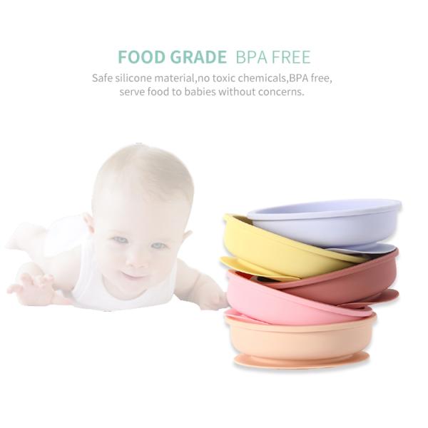 Food Grade Suction Silicone Bowl Set For Baby Toddler Feeding