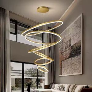 Modern Chandelier Large Led Pendant Light Fixture Luxury Acrylic Adjustable