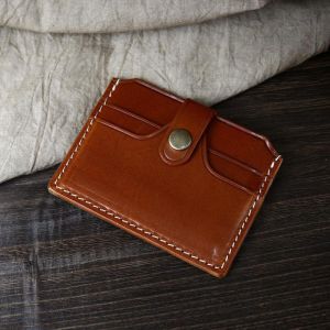 Genuine Leather Double-Layer Card Box for Credit Cards Automatic Ejection and