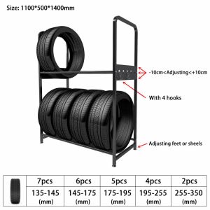 Two Tiers Tire Stacking Rack Shop Truck Motorcycle Car Tire Stand With Wheels