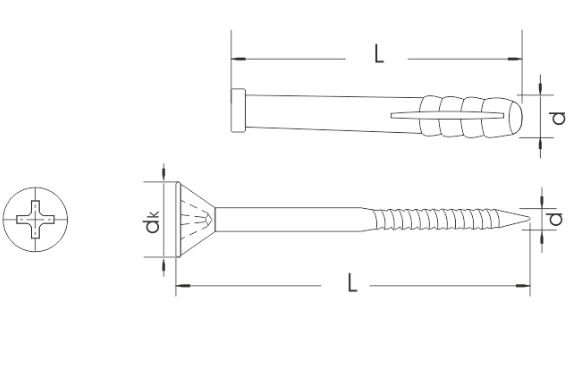 White Galvanized Flat Head Self Tapping Screws Nylon Anchor Screw For Cabinet