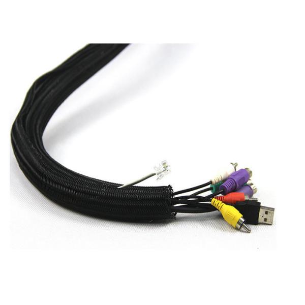 Durable Lightweight Self Wrapping Split Braided Sleeving Polyester Pet