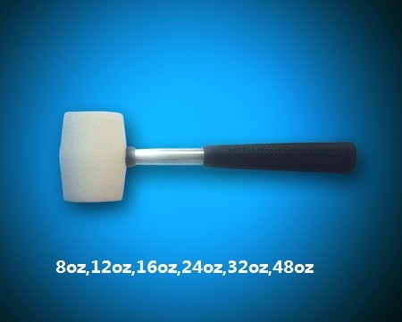 Quality white rubber mallet hammer with steel handle for sale