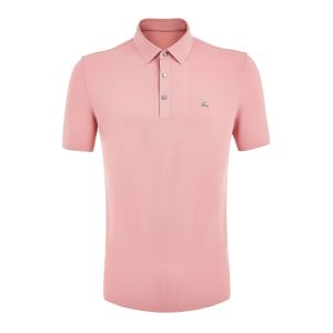 Pink Custom Polo Shirts 170-210Grams With Embroidered Seamless Design