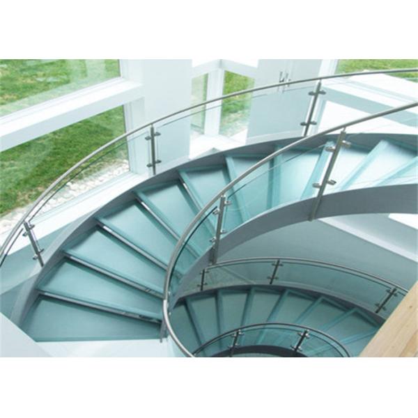 316ss Indoor Building Curved Stairs Tempered Glass Railing Top Handrail