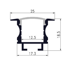25*19mm LED Strip Recessed Channel Anodized Profile Aluminium Alloy