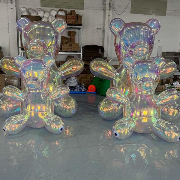 Custom Airtight Inflatable Iridescent Mirror Bear Cartoon Model Inflatable