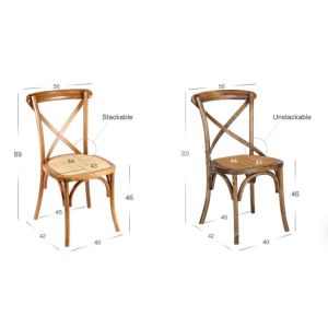 Solid Wood Cross Back Chairs with Nitrolacquer Finish and Modern Stacked Design