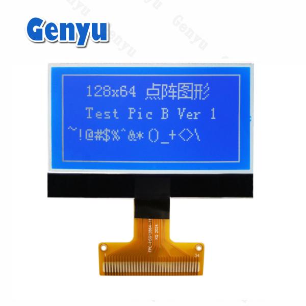 Quality 2.15 Inch 128x64 Graphic LCD Screen STN White On Blue 34PIN Soldering FPC for sale