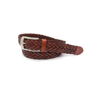 Unisex Handmade 3.3cm First Layer Leather Braided Belt