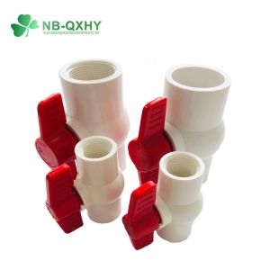 Highly Durable ANSI Socket Red Handle White PVC Compact Ball Valve with UV