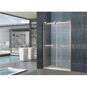Wholesale Rose Gold 10MM Tempered Nano Sliding Glass Shower Screens With Big Hanging Wheels from china suppliers