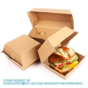 Paper Burger Box, Corrugated Hamburg Box 300gsm Paper Fast Food Disposable