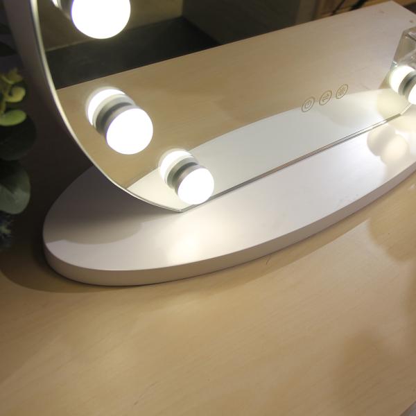 Round LED Vanity With Mirror And Lights Desktop Adjustable Lighting