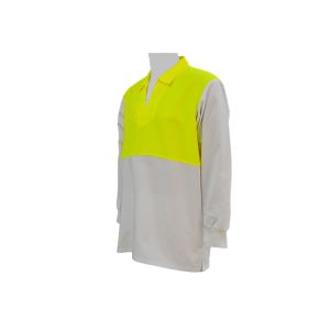 Breathable Soft Custom Work Shirts Long Sleeve Fluroscent Yellow / White Color