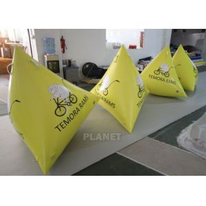 1.2m Yellow Tarpaulin Inflatable Triangle Buoy With Custom Logo