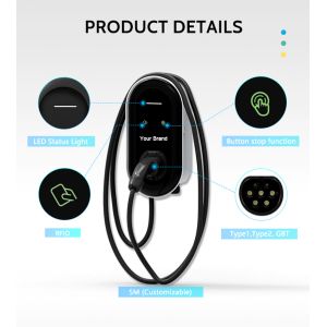 220Vac /-10% Output Voltage 7kw Type2 Wallbox 32A Carica e Gioca EV Charger for