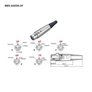 XLR Connector,3 Pins with Nickel Contacts.Rohs. MS-A005N-3P