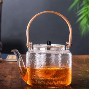 Handmade 1000ml Clear Glass Teapot Borosilicate Material Eco Friendly