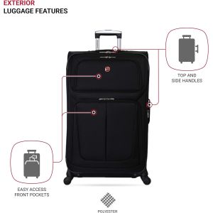 Softside Expandable Luggage, Black, Checked-Large 29-Inch