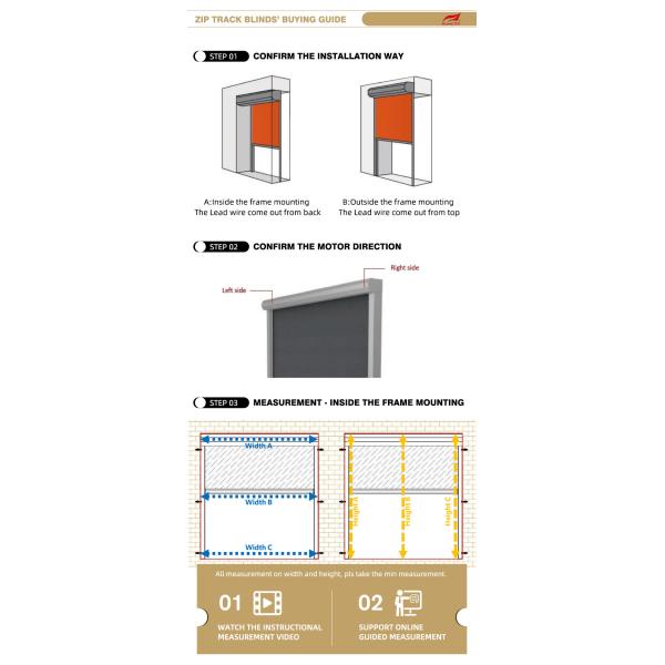 Customized Motorized Zip Track Blinds Windproof Waterproof Zip Screen Roller Blinds