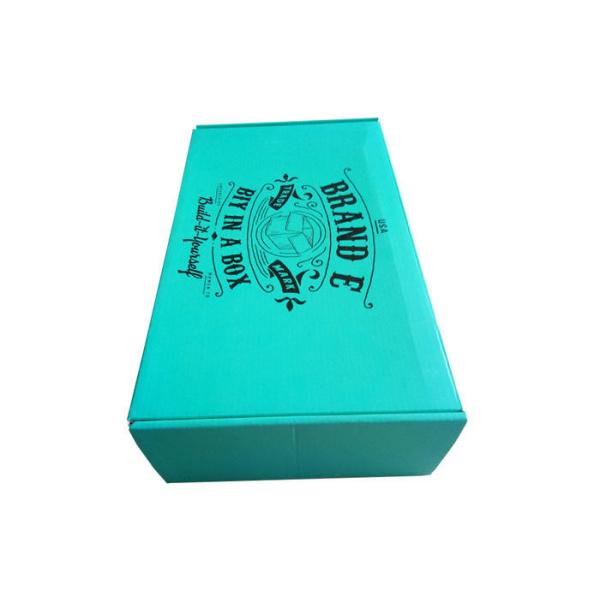 Rigid Teal Color Folding Gift Boxes Black Logo Flat Pack Without Lamination Surface