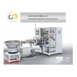 Automatic rotating tower label rewinding machine with automatic paper feeding