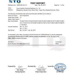 Yuyao Keshida Electric Appliance Co., Ltd. Certifications