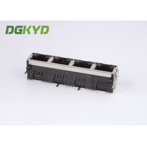 Side by side 1 X 4 ports rj45 LAN modular jacks, TAB UP 8P8C Y/G LEDs