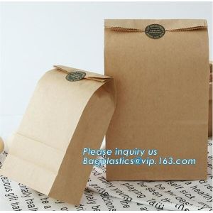 Custom design printed Kraft bread packaging paper bag,wax grease proof square