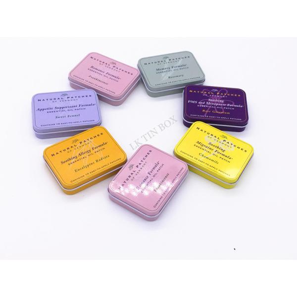 Small Printed Rectangular Tin Box For Cards And Mint Candy Storage With Window