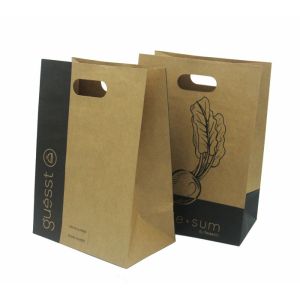 Customized Brown Paper Carrier Bags Craft Grocery Paper Bag With Handle