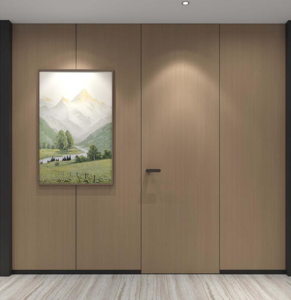 Warm Maple Concealed Stainless Steel Interior Door | Hidden Frame