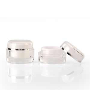 Wholesale Plastic Acrylic PMMA Empty Cosmetic Jars With Plating Round Shape White Color from china suppliers