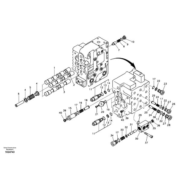 VOE14550306 UX22 Volvo EC120B EC135B EC140 EC140B EC140D Hydraulic Control Valve Distribution Valve