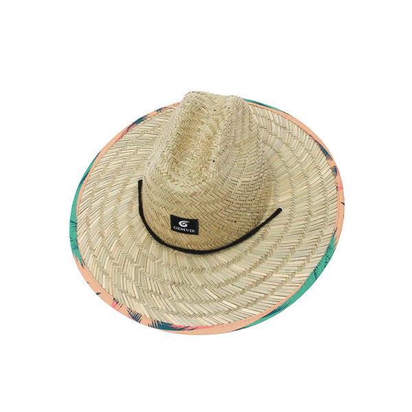 Round Beach Patch Straw Hat For Tropical Fishing Eco Friendly