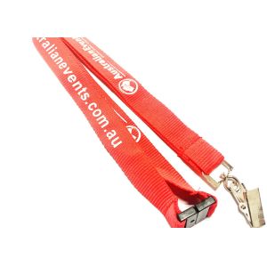 Customized Polyester Id Card Lanyards With Bulldog Clips / Plastic Buckles