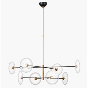 China S 5694 Visual Comfort Calvino X-Large Radial Chandelier 55.5 O/A Height Clear Glass Shade Hand-Rubbed Antique Brass on sale