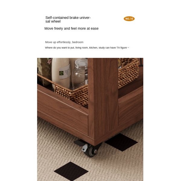 Solid Wood Modern Sofa Side Coffee Table Mobile Storage Table with Foldable Design for Living Room Furniture Bedroom Balcony
