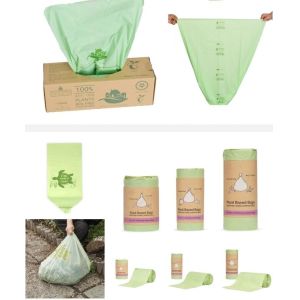 Starch Compostable Disposable Biodegradable Plastic Custom Printed Flat Garbage