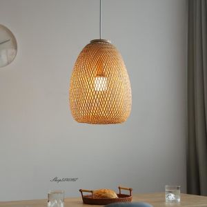 Vintage Bamboo Lamp Dining Room Lighting Simple Pendant Lights for Restaurant