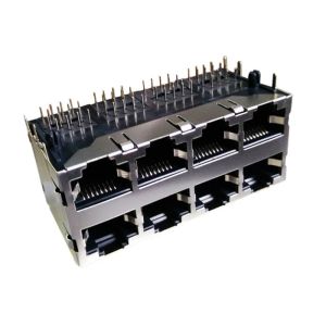 China 2X4 Port 8P8C RJ45 Female Connector with 5G Base-T Magnetics ARJM24A1-811-NN-CW2 on sale