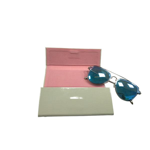 Bright Leather Foldable Sunglasses Case / Portable Hard Eyeglass Case