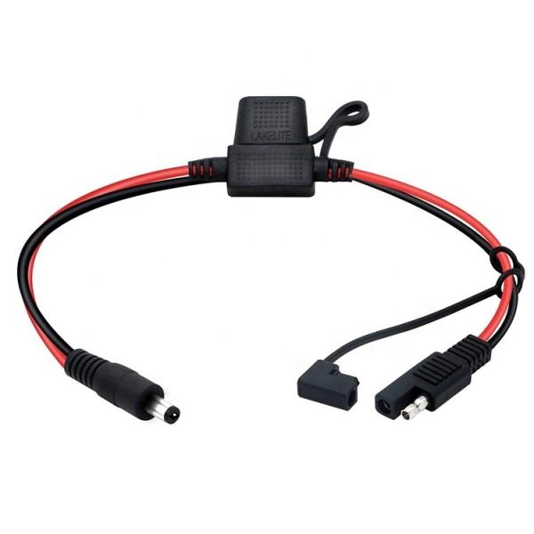 Quality 10A Fuse DC Jack 5.5x2.1mm to SAE Plug Power Extension Cable for Motorcycle Solar Panel Charger for sale