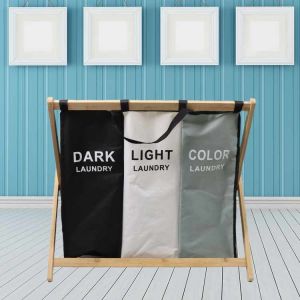 Thickened Foldable Laundry Hamper Organizer , Durable Bamboo Frame Laundry
