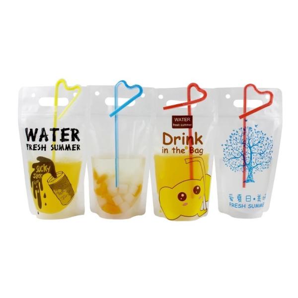 Clear Drink Pouch Heavy Duty Hand-held Reclosable Zipper Heat-proof Plastic