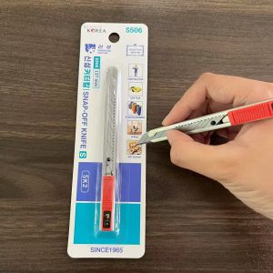 Wholesale Silver Steel Knife Body And Red Tail 9mm Utility Knives with Retractable Blade and Efficiency from china suppliers