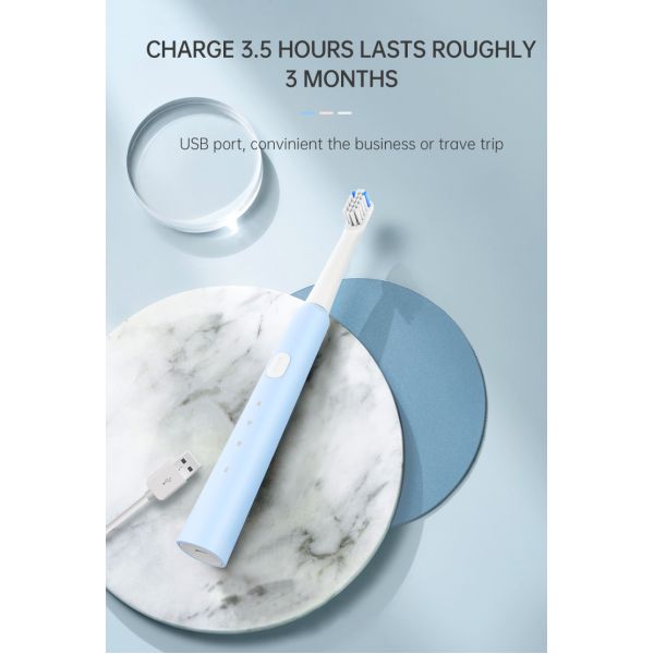 Portable Sonic Toothbrush with 70 Days Runtime 25000VPM and 2 Brush Heads