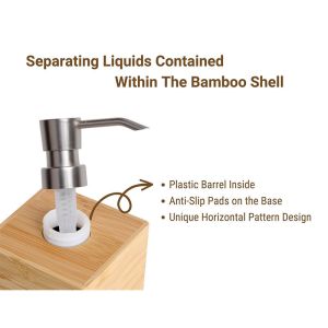 3Pcs Natural Bamboo Soap Dispenser Set Customized for Bathroom