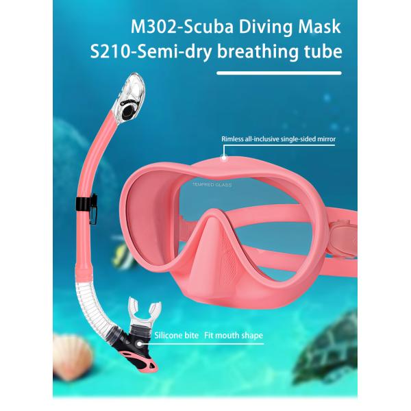 OEM Junior PC Lens Mask Goggle Snorkel Set With Dry Top Breathing Tube